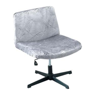 Imagem de Kitegrese Capa para cadeira de escritório sem braços cruzada, capa de veludo com relevo no meio das costas largas para cadeiras de computador e toucador (cinza prata)