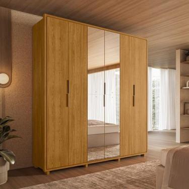 Imagem de Guarda-Roupa Casal 6 Portas 4 Gaveta 100% MDF 2 Portas com Espelho e P