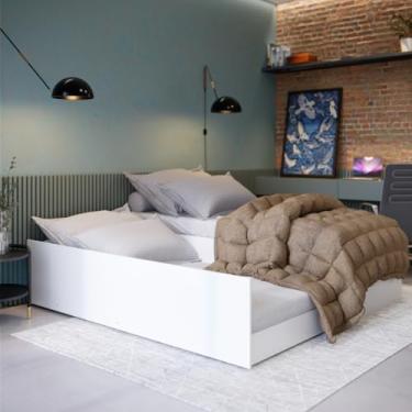 Imagem de Cama Bicama Bibox 3 em 1 Solteiro Auxiliar e Casal com 2 Colchões D20 Versatilidade Conforto e Otimização de Espaço em um só Móvel Ideal para Quartos Compactos e Ambientes Multifuncionais (Branco)