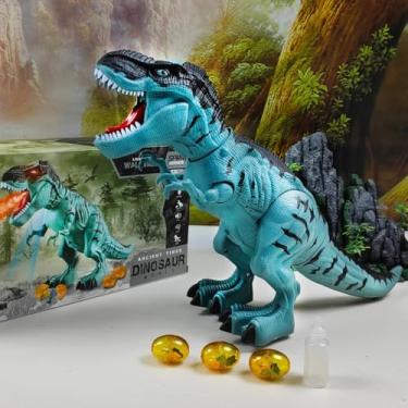 Imagem de Rei dos Dinossauros T-Rex Robô, Brinquedo Dinossauro Elétrico, Dinossauro Mecânico com Led, Spray, Sons e Ovos Realista Infantil (Verde)