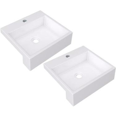 Imagem de Kit 02 Cubas C01 Banheiro Lavabo Xq395 Branco - LYAM DECOR