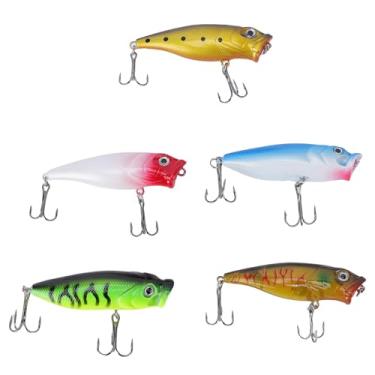 Imagem de SPYMINNPOO 5pcs Popper Fishing Istle for Bass, Vibração Balançando Isca Dura Com Chocalhos para água Doce e Pesca de água Salgada