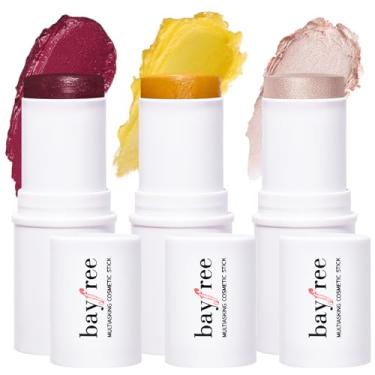 Imagem de KIMUSE Multi Stick Trio Maquiagem facial, bastão de blush creme para bochechas e lábios, bastão de contorno e marcadores de maquiagem para todas as peles