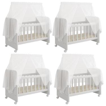 Imagem de Kit 04 Berços Para Boneca Magia Brinquedo Infantil Branco - LYAM DECOR