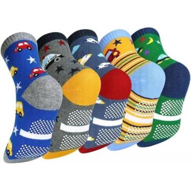Imagem de Meia INFANTIL Antiderrapante Kit com 03 pares Confort, Azul, 4-6