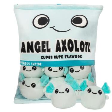 Imagem de Almofada de pelúcia NUKBIL Axolotl com 6 pelúcias de pelúcia azul