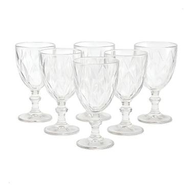 Imagem de Jogo 6 Taças Diamante Vidro 330ml Copo Diamond Moderno Luxo - Jogo de 
