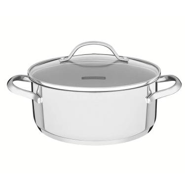 Imagem de Caçarola Rasa Tramontina Una em Aço Inox com Fundo Triplo e Tampa de Vidro 20 cm 2,9 L...