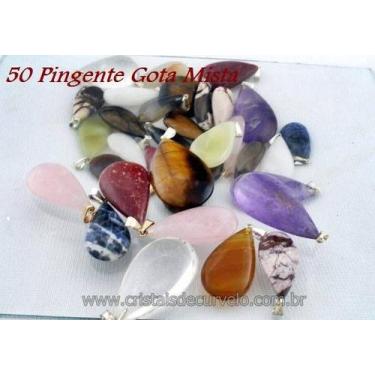 Imagem de Kit com 50 Pingentes de Gota em Pedra Natural Lapidada - Montagem Flas