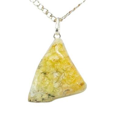 Imagem de Colar de Pedra Opala Fossilizada Rolada com Montagem em Prata 950 - Cr