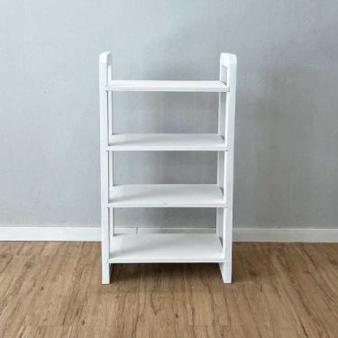Imagem de Aparador de Madeira Pinus Linea de 4 Prateleiras Slim Branco - ArtFact