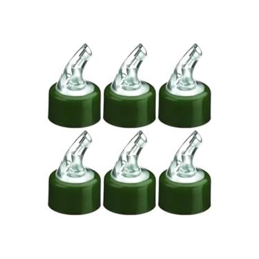 Imagem de Conjunto de 6 Bicos Dosadores para Azeite e Vinagre, 30mm, Verde, Compatível com Garrafas de Gargalo Estreito,Verde