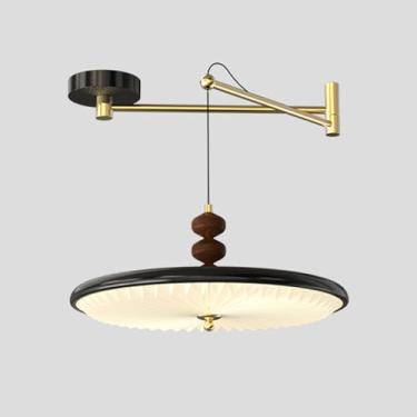 Imagem de Luminária pendente de braço articulado ajustável, luminária vintage redonda para ilha, lustre de braço longo, luzes de teto para cozinha, sala de jantar, quarto, 3 modos de cores