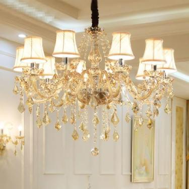 Imagem de Luminária pendente de vela de cristal europeia, sala de estar de luxo, restaurante, quarto, quarto de menina, vila, hotel, loja de roupas, salão de beleza, café, bar, lustre KTV (KB 10 luzes