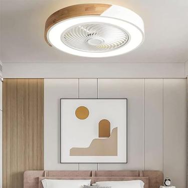 Imagem de Lustre de teto, ventilador silencioso, luz de teto com luzes LED e controle remoto, ventilador de teto, lustre com ventilador regulável, temporizador, 3 velocidades do vento e lâmpada silen