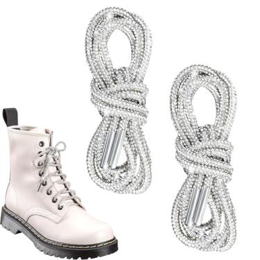 Imagem de 2 peças de cadarços de strass para sapatos, para tênis e roupas de concerto, botas, moletons com capuz, outros acessórios cadarços com glitter (prateado)