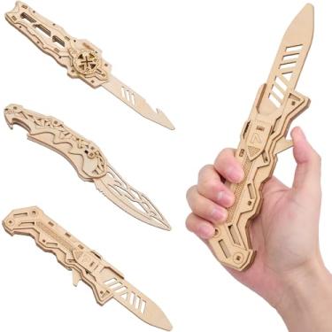 Imagem de Uplike 3D Wooden Puzzle for Adults: 3-in-1 DIY Wooden Puzzles Knife Kit - 134 Pcs Brain Teaser Mechanical Model Building Toy for Adult Hobby - Wooden Craft Art Unique Gift Idea for Teens Men