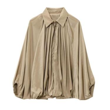 Imagem de Jaqueta feminina Xunger Puffed Bomber, tamanho grande, cáqui, tamanho 