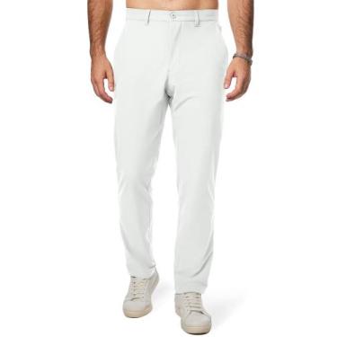 Imagem de Calça masculina Chino JMIERR com bolsos, ajuste justo, elástico, branc
