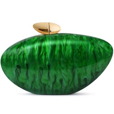 Imagem de NEWROGENG Bolsa clutch de acrílico para mulheres, bolsa noturna de mármore com fecho magnético para festa de casamento, Mármore verde, 8.07 x 2.95 x 5.2 inches