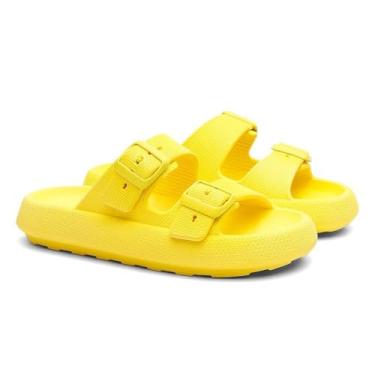 Imagem de Chinelo Feminino Nuvem Slide Com Fivela, Solado Macio Antiderrapante, SandáLia Casual Para Dia A Dia(Amarelo,40/41)