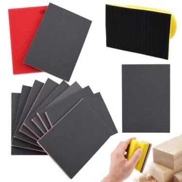 Imagem de Conjunto sortido de 24 peças de esponja de lixamento de 180 a 3000 grãos de lixa de espuma macia reutilizável com alça para uso seco e molhado para carpintaria DIY (Cor mista, enviar de acordo com o