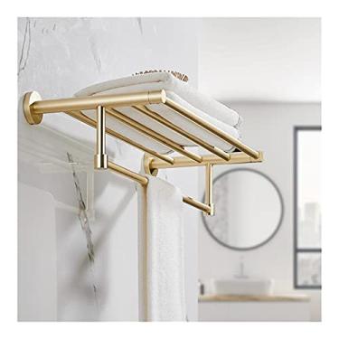 Imagem de Toalheiro conjunto de acessórios de banheiro, prateleira de banheiro dourada escovada, toalheiro, suporte de papel para cabide de toalha, suporte de escova de vaso sanitário, conjunto de ferragens