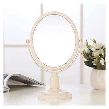 Imagem de WYUYIWH Espelho de maquiagem pequeno, espelho de maquiagem dupla face de mesa espelho de maquiagem estilo europeu espelho de maquiagem portátil princesa espelho de moda simples espelho de maquiagem