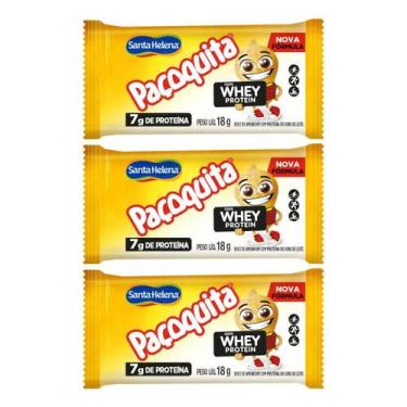 Imagem de Kit 3 paçoquita paçoca esporte quadrada com whey 18g sta helena - zero