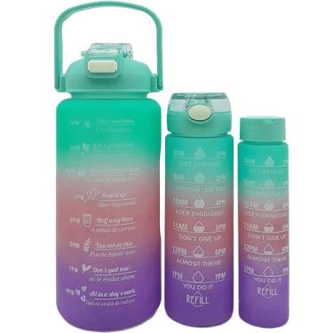 Imagem de Garrafas Água Frases Treino Academia 2L 900ml 300ml Kit 3pçs - Genéric