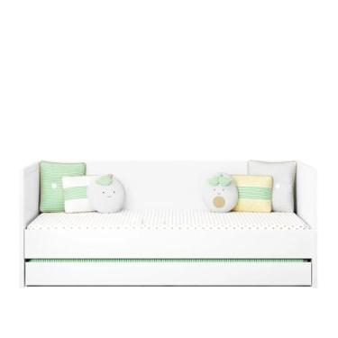 Imagem de Cama Babá Infantil com Encosto e Cama Auxiliar Coleção Wood Divicar MDF e Madeira Maciça Design Moderno com Acabamento Laqueado UV Branco Acetinado (Branco)