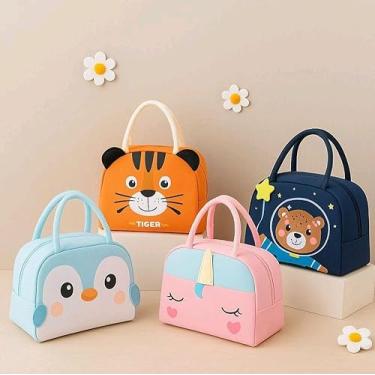 Imagem de Lancheira Térmica Infantil 3D, Bolsa com Personagens Animais, Impermeável, Conserva Alimentos Quentes e Frios, 23x19x14cm, Design Divertido para Crianças