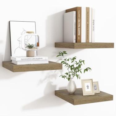 Imagem de Fun Memories Prateleiras flutuantes para parede – Prateleiras quadradas de 22 cm com suportes invisíveis, pequena prateleira de parede para sala de estar, banheiro, quarto e decoração de cozinha