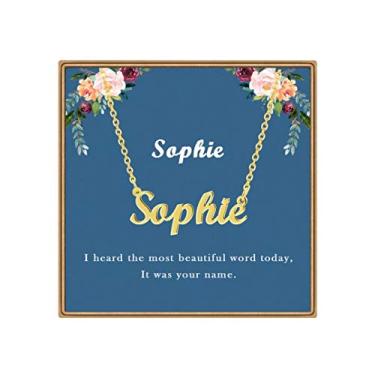 Imagem de Ldurian Colar de nome personalizado para presente de Dia dos Namorados, colar com pingente de placa de nome personalizado, pré presentes, colares com pingente de joias para aniversário de aniversário,