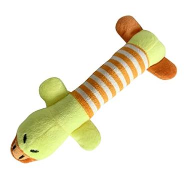 Imagem de Pssopp Brinquedo Macio da Mastigação do Cão da Forma Animal de Pelúcia, Brinquedo do Luxuoso Alívio Dentição para Filhotes e Gatos, Playtime Interativo Alívio Estresse (Pato)