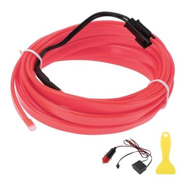 Imagem de A ABSOPRO Cabo de fio EL de 3 metros LED que brilha na faixa de iluminação do carro luz neon flexível para decoração de carro isqueiro (12 v) rosa