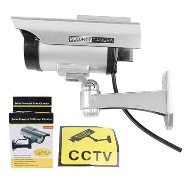 Imagem de Pilipane Câmera de vigilância falsa alimentada por energia solar com luz LED piscando alta simulação função antirroubo para casa, negócios, escritório, material ABS