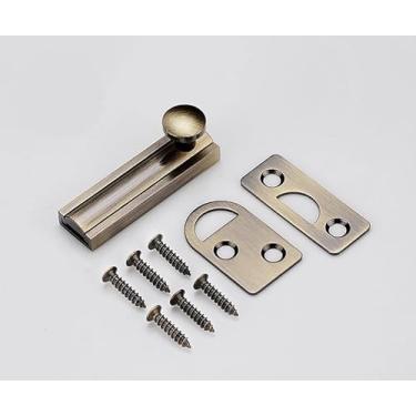 Imagem de Trava deslizante de latão maciço, trava de superfície de segurança antifurto de 5 cm SUYA para portas francesas, cercas de madeira, portões e armários, acabamento em bronze antigo