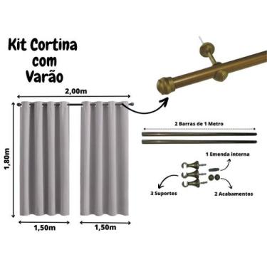 Imagem de Jogo De Cortina Com Bastão Incluso 3,00 x 1,80 Oxford Cinza - Armazem,