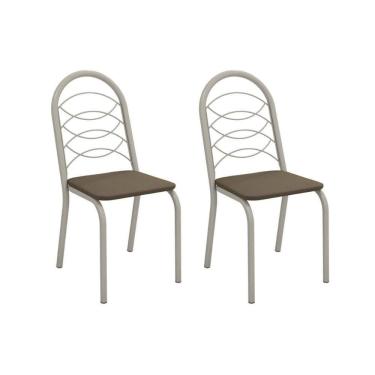 Imagem de Cadeira De Cozinha Holanda 2c009nk Aço Kit 2 Un Niquel-suede Cappuccino - Kappesberg