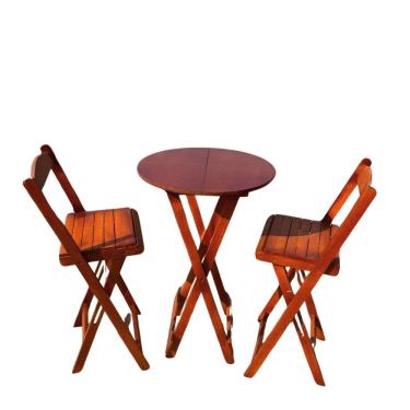Imagem de Conjunto de Bistrô Dobrável Mesa com 2 Banquetas Mel
