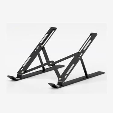 Imagem de Suporte de laptop ajustável para suporte de mesa ABS + silicone dobrável portátil para notebook suporte de resfriamento ventilado para notebook - plástico - tamanho grande - preto