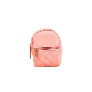 Imagem de Chaveiro mini mochila, linda bolsa de cosméticos para mulheres, bolsa de maquiagem de couro PU, bolso para chave, bolsa de batom, porta-cartões, rosa