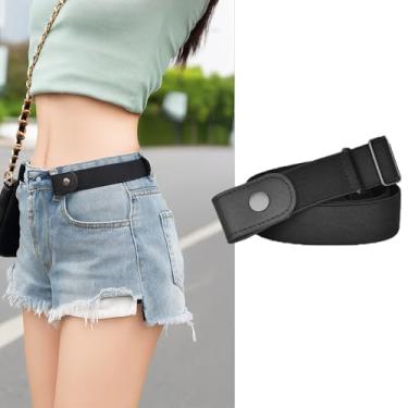 Imagem de Cinto elástico sem fivela para homens e mulheres, cinto elástico sem fivela invisível com ajuste ajustável, cintura confortável para jeans, calças, viagens e uso diário, preto