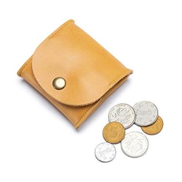 Imagem de Bolsa de moedas Squeeze, bolso lunar, feita à mão, carteira para homens e mulheres, carteira pequena minimalista para moedas, Amarelo, Carteiras