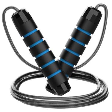 Imagem de Corda de pular, cabo de pular de velocidade rápida grátis com rolamentos de esferas para fitness, exercícios domésticos e corpo fino - azul