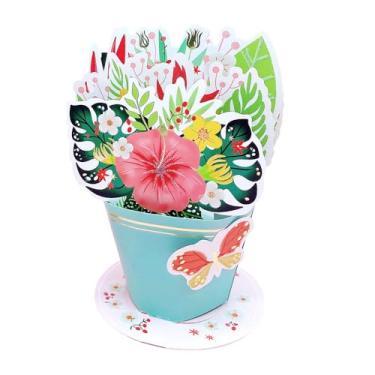 Imagem de Cartão de felicitações pop-up de papel floral colorido, perfeito para celebrações de primavera, casamentos