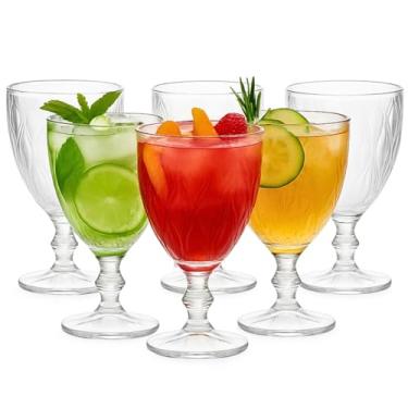 Imagem de Jogo 6 Taças de Vidro Diamante 340ml, Grande, Elegantes, Resistentes e Luxuosas - Para Vinho, Água, Sucos, Coquetéis, Champagne, Drinks, Jogo de Cozinha, Serve Bebidas, Presentes de Enxoval, Casamento