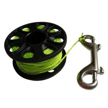 Imagem de YIJU Carretel de mergulho com carretel de dedo de 98,43 pés, clipe de pressão de parafuso de ponta dupla para mergulhadores, pesca e esportes subaquáticos, Verde