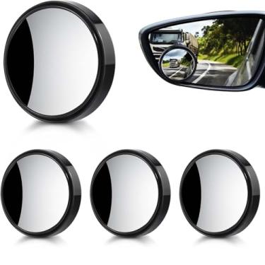 Imagem de Pacote com 4 espelhos de ponto cego para carro - Espelho convexo ajustável de 360° redondo de 5 cm, espelho lateral grande angular de vidro HD para carros, SUV, caminhões - fácil instalação, segurança